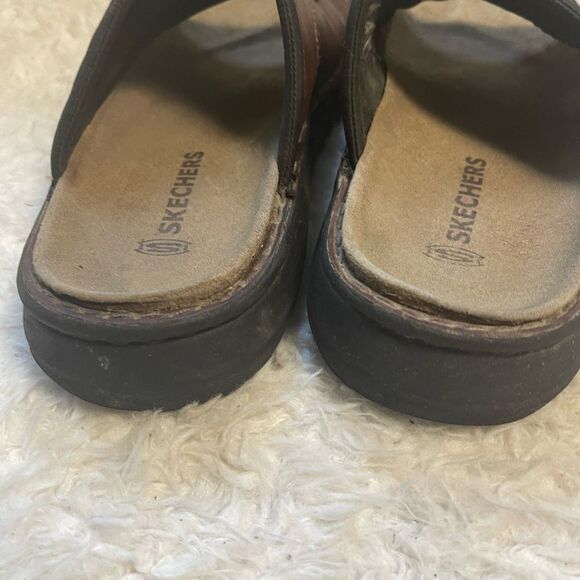 Skechers Sandals Leather Brown Slip On Sandals men’s Size 11- - Picture 6 of 10